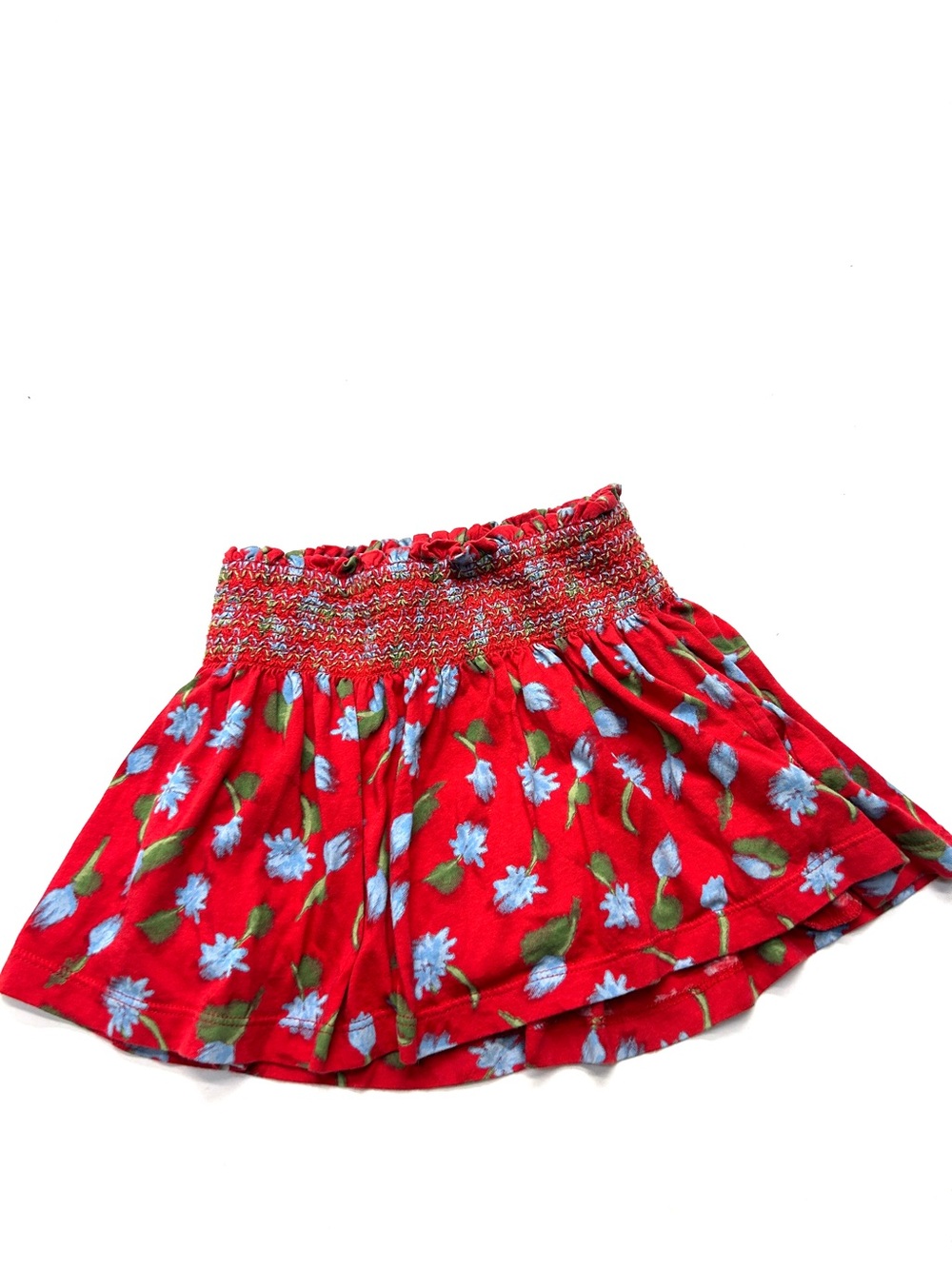 Crewcuts Red Floral Smocked Waist Skort Skirt